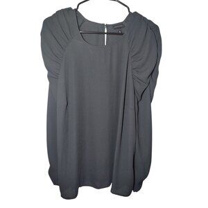 Who What Wear Black Long Pleated Sleeve Blouse Top L